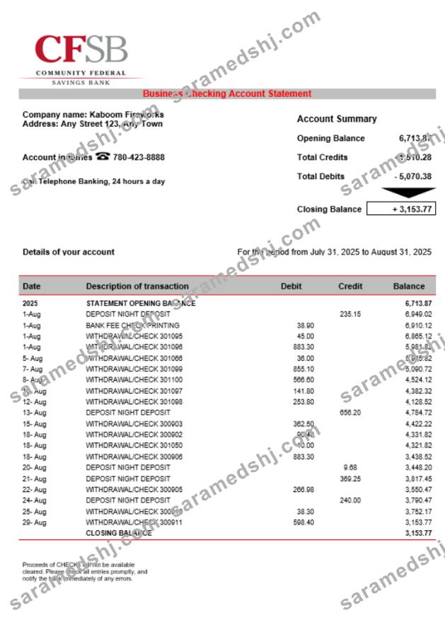 CFSB business firm statement Word and PDF format
